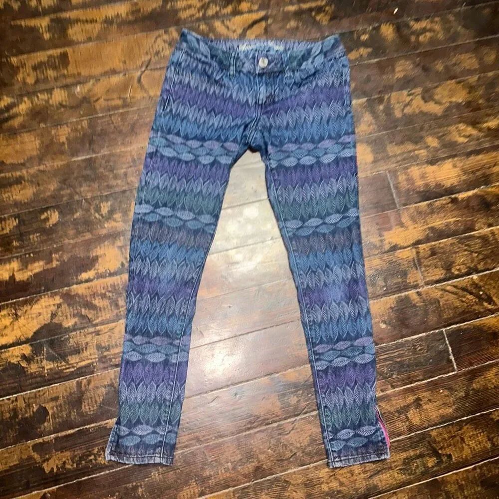 American Eagle size 0 purple leaf print normcore jeggings